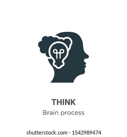 Think vector icon on white background. Flat vector think icon symbol sign from modern brain process collection for mobile concept and web apps design.