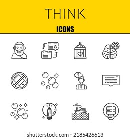 think vector line icons set. plato, dialogue and cage Icons. Thin line design. Modern outline graphic elements, simple stroke symbols stock illustration