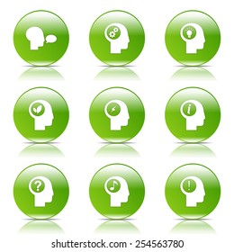Think Web Internet Green Vector Button Icon Design Set