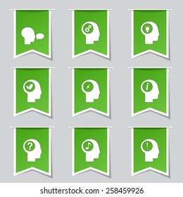 Think Web Internet Label Vector Green Icon Design Set