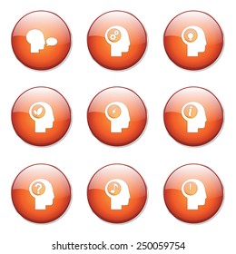 Think Web Internet Orange Vector Button Icon Design Set