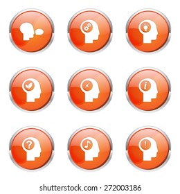 Think Web Internet Orange Vector Button Icon Design Set