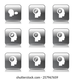 Think Web Internet Square Vector Black Button Icon Design Set