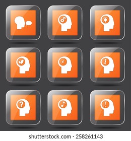 Think Web Internet Square Vector Orange Icon Design Set