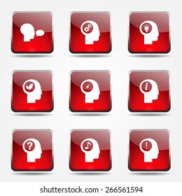 Think Web Internet Square Vector Red Icon Design Set