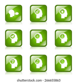 Think Web Internet Square Vector Green Icon Design Set