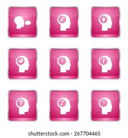 Think Web Internet Square Vector Pink Icon Design Set