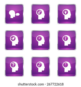 Think Web Internet Square Vector Violet Icon Design Set