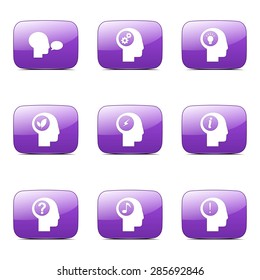 Think Web Internet Square Vector Violet Icon Design Set
