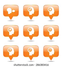 Think Web Internet Square Vector Orange Icon Design Set