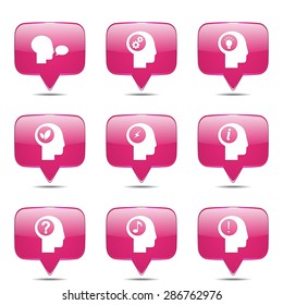 Think Web Internet Square Vector Pink Icon Design Set