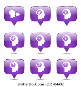 Think Web Internet Square Vector Violet Icon Design Set