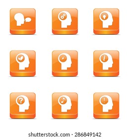 Think Web Internet Square Vector Orange Icon Design Set