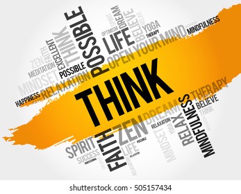 Think word cloud collage, concept background