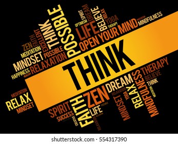 Think word cloud collage, concept background