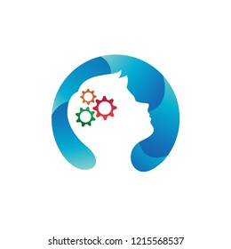 Thinker Head Illustration Logo Vector