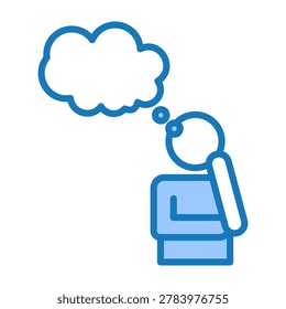 Thinker Icon Blue Dualtone Design Vector Illustration