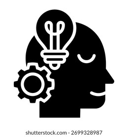 Ilustración vectorial de diseño de glifo de icono de pensador