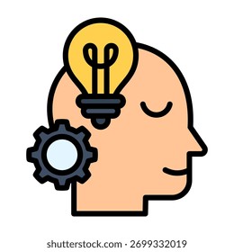 Thinker Icon Lineal Color Design Vector Illustration