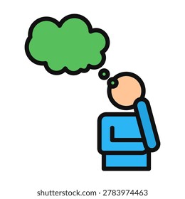 Thinker Icon Lineal Color Design Vector Illustration