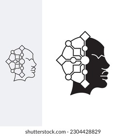 Thinker Logo Design Template-Zeichen. Line Art und Silhouette stilvoll.