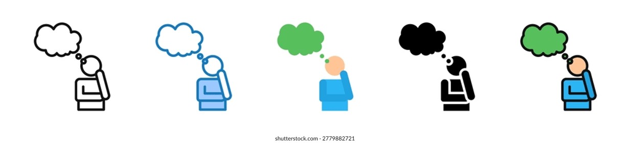 Thinker multiple style icons set design vector illustration.