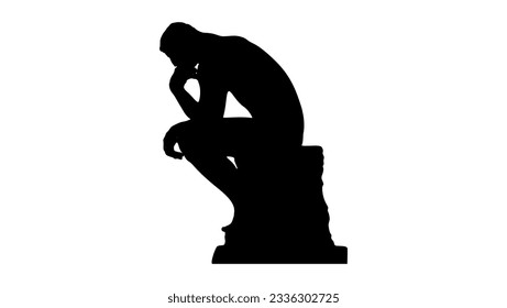 The Thinker silhouette, Auguste Rodin, high quality vector