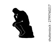 The thinker silhouette icon vector flat design.