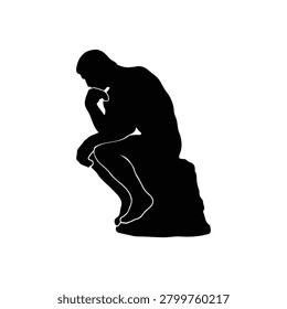 The thinker silhouette icon vector flat design.