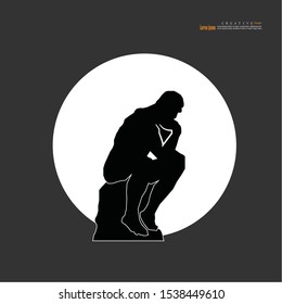 The Thinker Statue By The French Sculptor Rodin.vector Illustration.