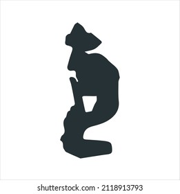 Thinker Statue Vector, Abstract Silence Art Figurine