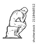 The Thinker statue Vector hand drawing