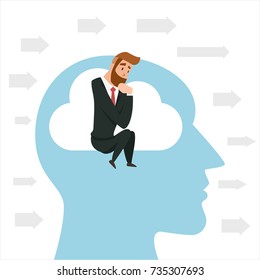 Thinker. Thinking manager business concept vector illustration. in white background. Illustration Vector Template