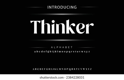 Thinker Vintage decorative font  with label design and background pattern