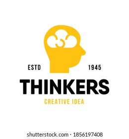 Thinkers logo. Thinking / Think idea concept, Brain storm power thinking brain symbol