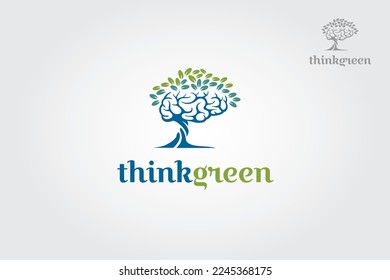 Thinkgreen vector logo illustration. This logo is great for agent, office, eco concept, consult, service app or any other business.