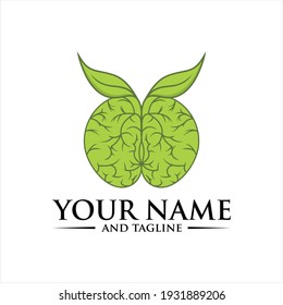 Denkgrüne Vektorgrafik-Logo-Vorlage. Ausgezeichnetes Logo, einfach und einzigartig, Brain Natural Logo Design Inspiration Vektorstock mit Baumleder Kombination.