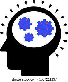 Thinking about Coronavirus and quarantine concept. Isolated vector illustration of Novel coronavirus (2019-nCov). Covid19. 