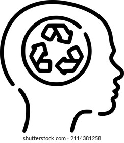 Thinking about the future, Silhouette of the head symbol of ecology. Health care and about care for the environment