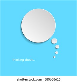 Thinking about  paper bubble icon on blue background