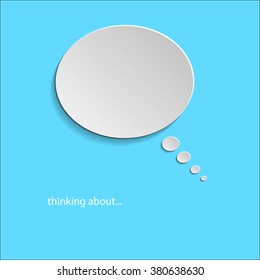 Thinking about  paper bubble icon on blue background