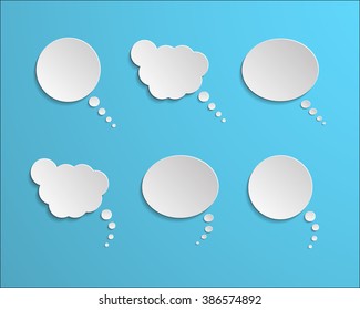Thinking about  paper bubble icon on blue background set