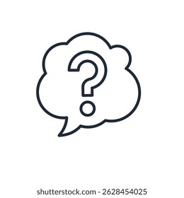 Thinking about the question. Analysis of the problem, information. Vector linear illustration icon isolated on white background.