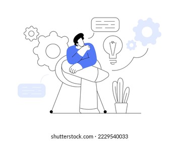 Thinking abstract concept vector illustration. Critical thinking, imagination, positive thought, brainstorming process, brain activity, finding solution, analyzing ability abstract metaphor.