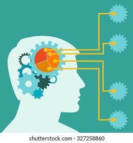Thinking with analytic / statistic chart vector concept