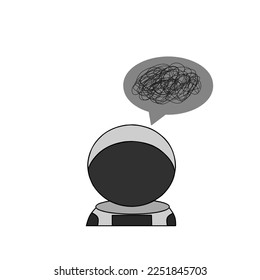 thinking astronaut vector illustration on white background