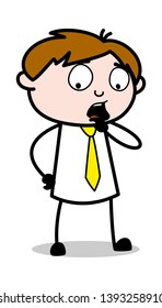 Thinking Before Speech - Office Salesman Employee Cartoon Vector Illustration﻿