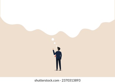 Thinking big, dreaming big to change the world, thinking towards success, imagination or creativity concept, smart businessman thinking with big bubble. Illustration of a successful businessman.