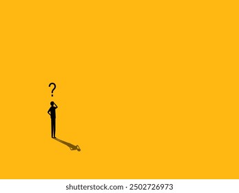 Thinking of a big problem. Businessman standing thinking on a wide open space