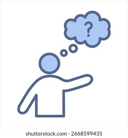 Thinking Blue Icon Vector Illustration